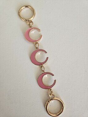 Handbag Purse Chain Handle Strap Crossbody Extender "C' - Gold Tone/Pink
